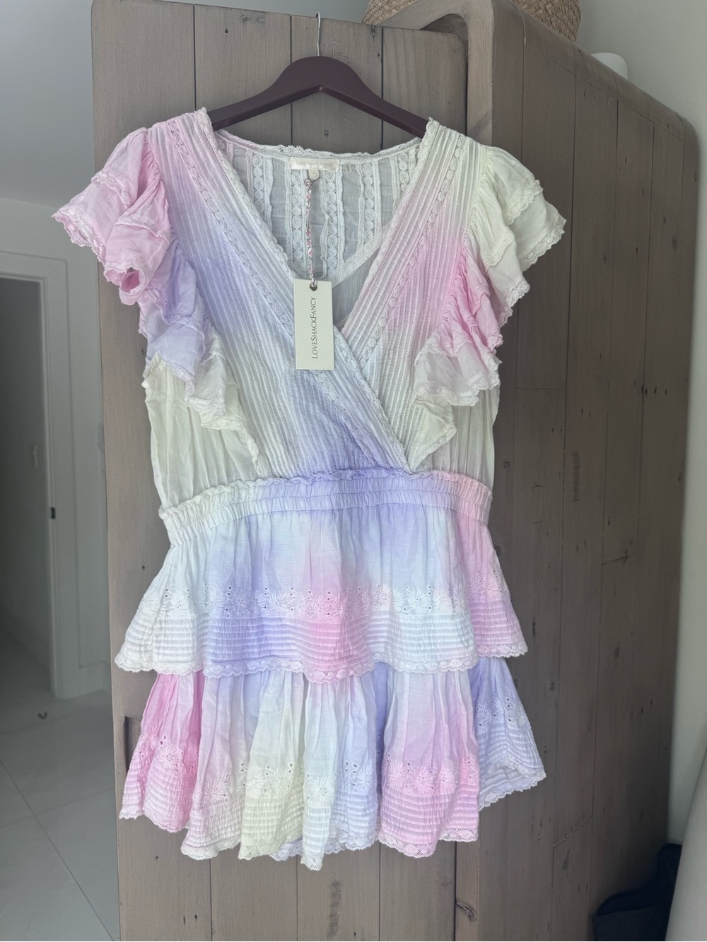 LoveShackFancy Pastel Lavender & Pink Wrap Blouse
